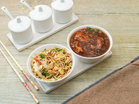 Egg Hakka Noodles Chilli Chicken Gravy