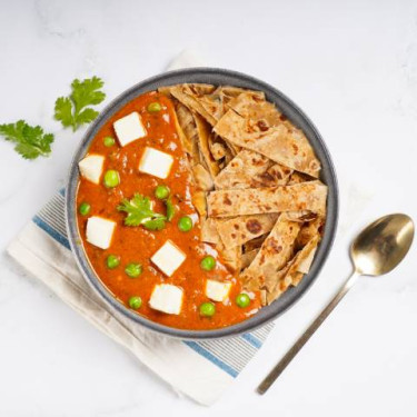 Matar Paneer Paratha Bowl