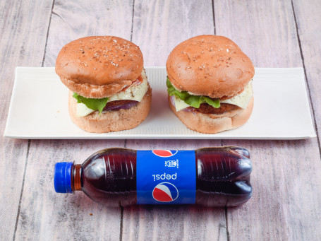 2 Cheese Veg Burger (Pepsi 250 Ml)