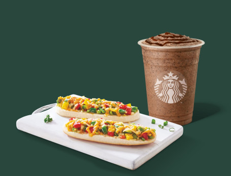 Frappuccino Cu Chip Java Înalt Cu Toast Chilli Cheese.