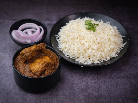 Chicken Chaap With Steamed Rice