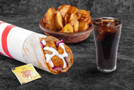 (Servește 1) Bhuna Chicken Overload Wrap Wedges Thums Up Mean