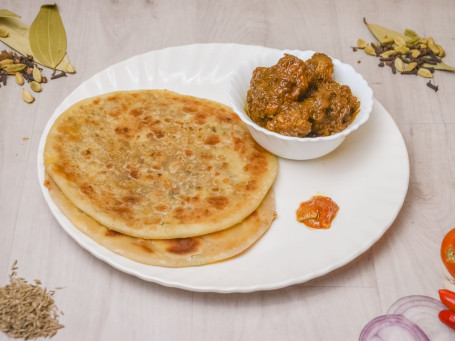 2 Plain Paratha With Chicken Curry (3 Pcs)