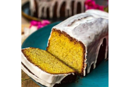 Lemon, Almond Poppy Tea Cake Slice