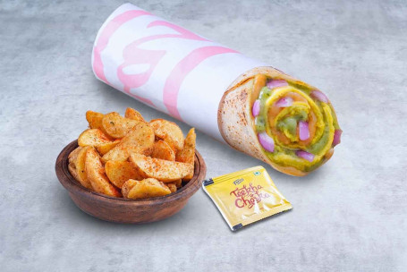 Double Egg Chatpata Wrap Wedges Mini Meal