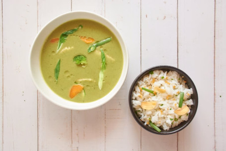 Tofu With Thai Green Curry And Burnt Garlic Jasmine Rice