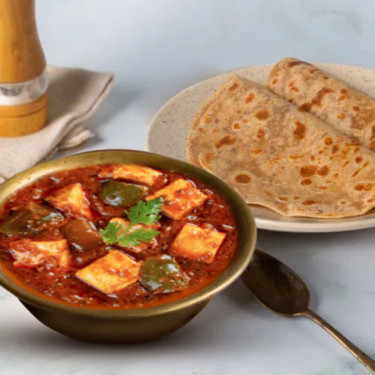 Kadhai Paneer, 2 Paratha Thali