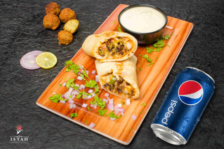 Falafel Shawarma In Khubus Choice Of Pepsi Beverage