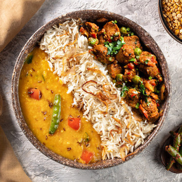 Yellow Dal Tadka, Soia Masala Sabzi Jeera Pulao