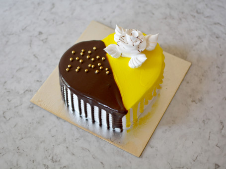 Eggless Heart Shape Chocolate Pineapple Cake