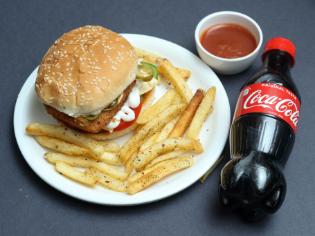 Paneer Patty Burger Fries Coke (300 Ml)