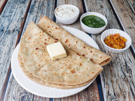 2 Desi Ghee Gobi Parantha Chutney Pickle Butter Curd [200 Gram]