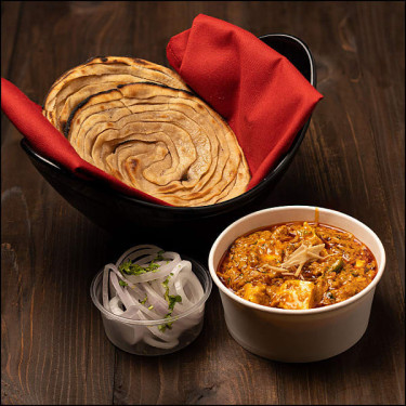 Kadahi Paneer (250 Gms) With Lachha Parantha (2 Pcs)