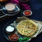 Paneer Bhurji Paratha With Curd, Chutney And Achaar