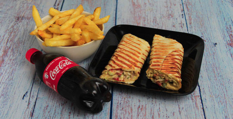 Veg Wrap With Fries Coke 250 Ml