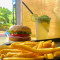 Veggie Feast Burger With Masala Lemonade And Fries