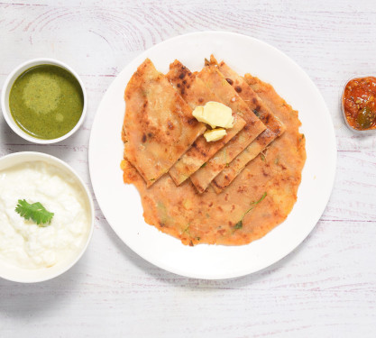 Aloo Paratha (2 Pcs) Achari Green Chutney Curd