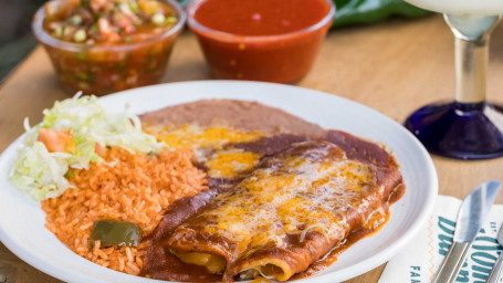 Two Cheese Enchiladas, Rice Bean