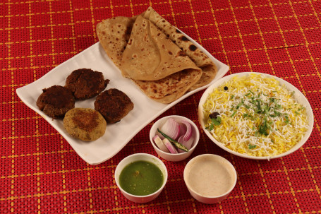 Veg Biryani Half Veg Kabab 4 Pc 2 Paratha Raita Coke 250 Ml