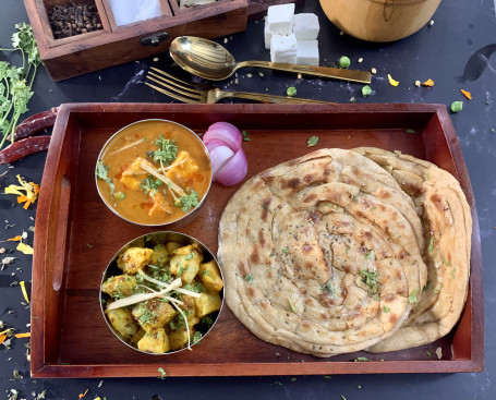 Mattar Paneer Kadai Paneer Palak Paneer Aloo Jeera 2 Paratha