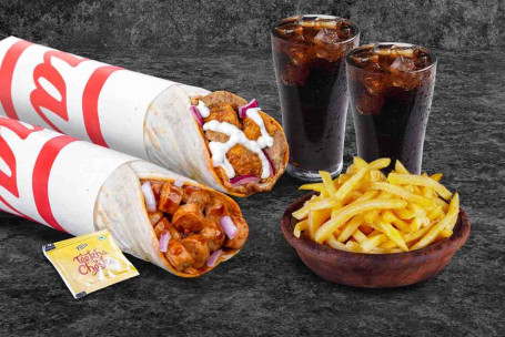 (2 Porții) Wrap Cu Cârnați Bhuna Chicken Wraps Cartofi Prăjiți