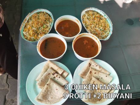 3 Chicken Masala 9 Roti 2 Chicken Biryani