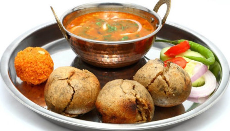 Rajasthani Dal Bati With Tadka Dal And Churma