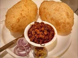 Chhole Bhature With Pickle And Onion Salad