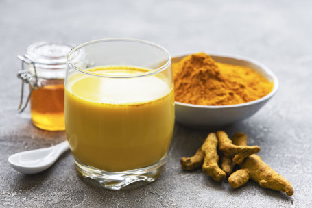 Turmeric Milk With Kesar Almonds