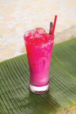 Red Syrup And Condensed Milk With Ice