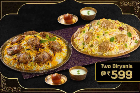 [2 Biryanis @599]-Lazeez Bhuna Biryani Murgh Afghani Tikka Biryani