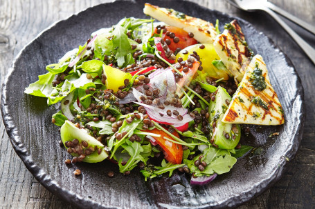 Halloumi And Heritage Tomato Salad With Kale Pesto