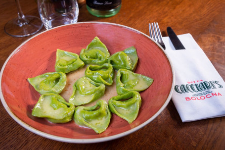 Spinach And Ricotta Tortelloni With Butter And Sage Sauce