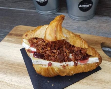 Crispy Bacon, Brie Cranberry Filled Croissant