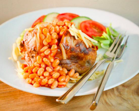 Jacket Potato, Vegan Cheese, And Beans