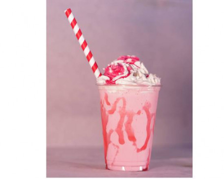 Fresh Wiped Strawberry Ice Cream Milkshake