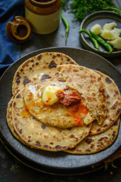 Mix Aloo Pyaz Paratha Butter Red Sos Achar