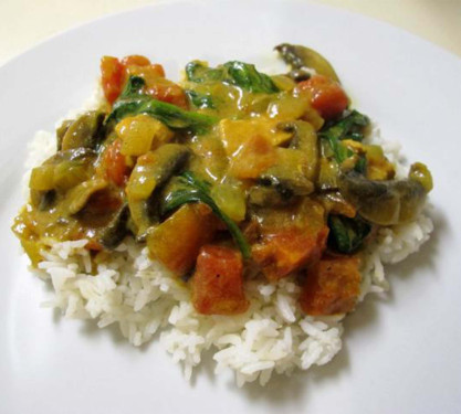 Plain Rice With Veg Curry