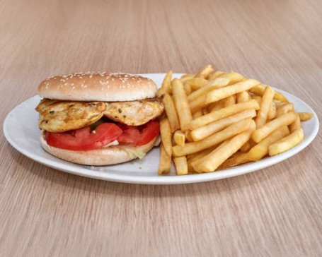 Chicken Fillet Burger With Lettuce And Mayo