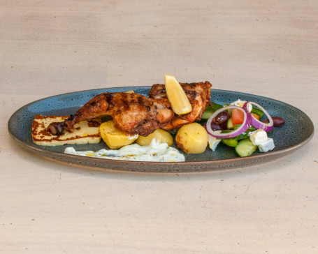 Greek Chicken, Lemon Potato, Greek Salad, Tzatziki, Haloumi