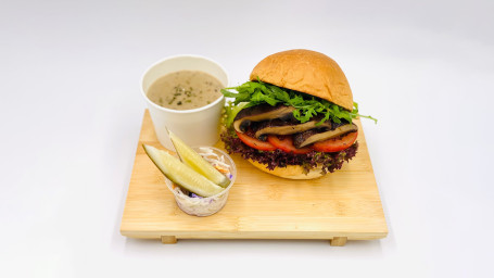 Portobello Mushroom Burger Kǎo Bō Tè Bèi Lēi Gū Hàn Bǎo (Vegetarian)