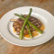 French Trimmed Pork Chop, Lyonnaise Potatoes, Grilled Asparagus, Jus