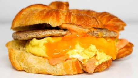 Croissant, Sausage, Egg Cheddar