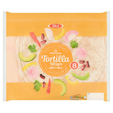 Morrisons White With More Tortilla Wraps Pachet De 8