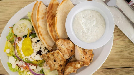 Chicken Souvlaki With Salad Plate