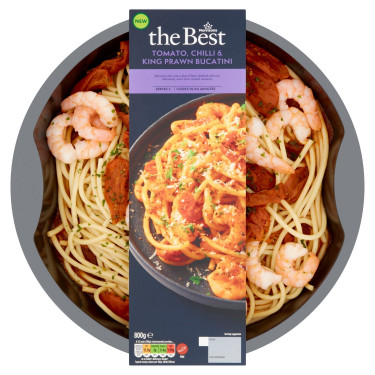 Morrisons The Best King Prawn Tomato Chilli Buccatini 800G