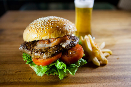 Spicy Pork Burger With Chips