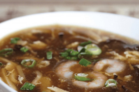 301. Hot Sour Soup With Prawns, Shredded Pork Tofu