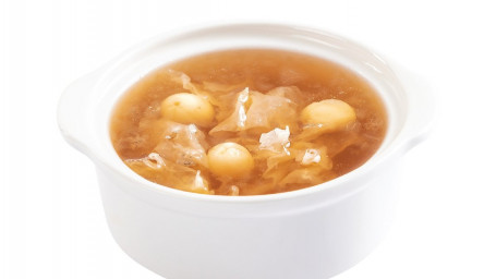 Stewed Hashima Ginger Soup W/Lotus Seed Snow Fungus Jiāng Zhī Lián Zi Xuě Ěr Dùn Xuě Há Gāo