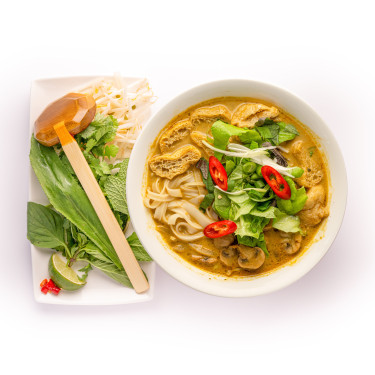 Tofu Mushroom Curry Noodle Soup